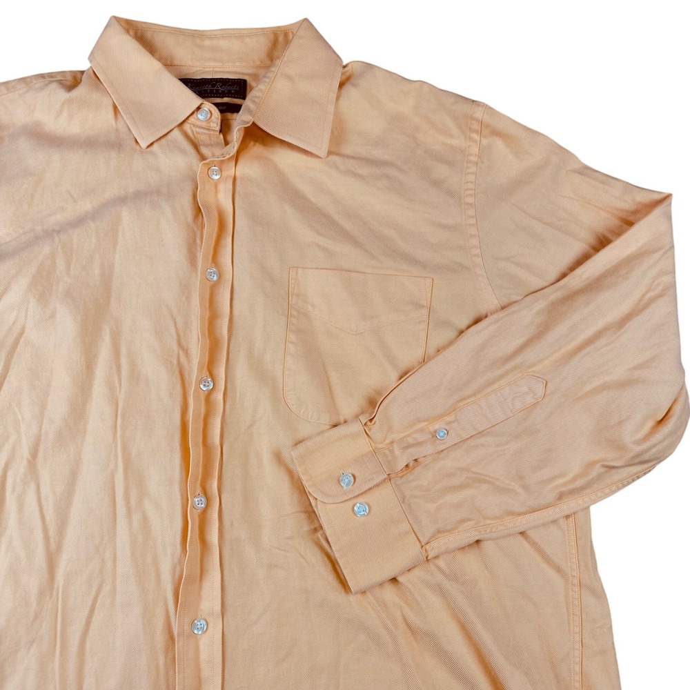 Kenneth Roberts Platinum Mens 18 34/35 Yellow 80s 2 Ply Cotton Dress Shirt
